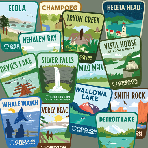 Oregon State Parks Sticker Set, 80 pc | Patchmarks Oregon State Parks
