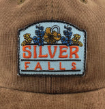 1 of 1, Silver Falls Brown StepDad Cord Strapback Hat w/ Flowers Embroidered Patch | Patchmarks