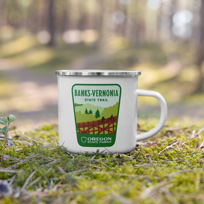Banks-Vernonia Enamel Mug, 12oz | Patchmarks Oregon State Parks