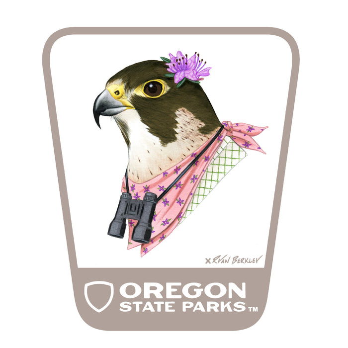 Peregrine Falcon  3.25" Weatherproof Sticker | Patchmarks Oregon State Parks
