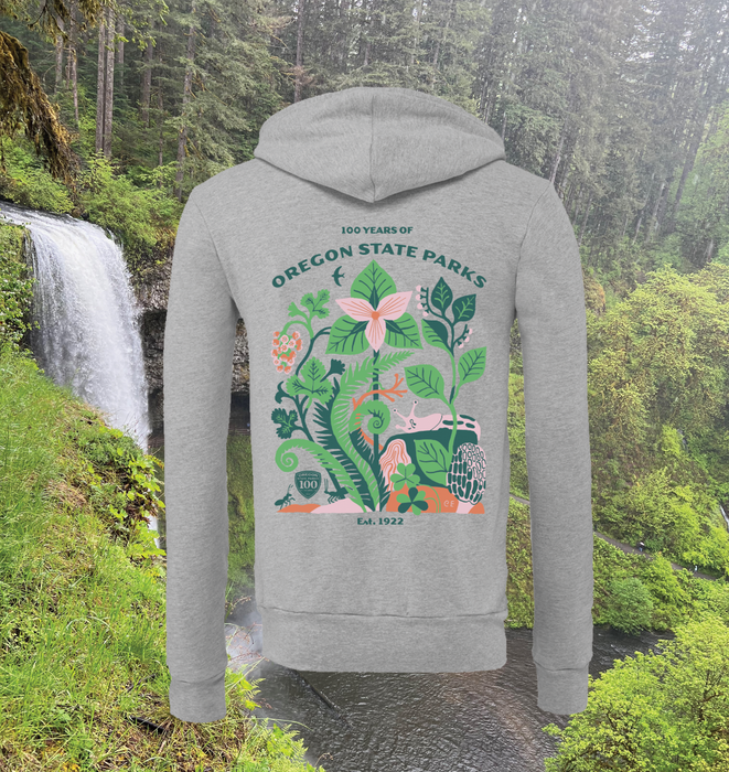Oregon State Parks Zip Hoodie "100 years" Carson Ellis x Aaron Draplin | Patchmarks Oregon State