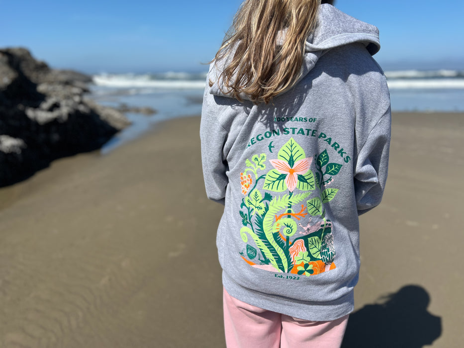 Oregon State Parks Zip Hoodie "100 years" Carson Ellis x Aaron Draplin | Patchmarks Oregon State
