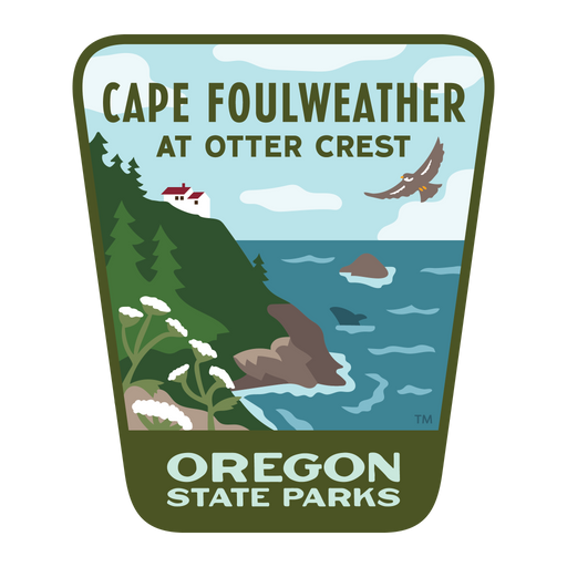Cape Foulweather at Otter Crest, 3.25” Weatherproof Sticker | Patchmarks Oregon State Parks