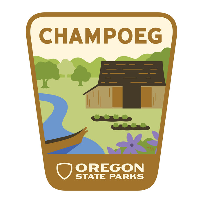 Champoeg, 3.25” Weatherproof Sticker | Patchmarks Oregon State Parks