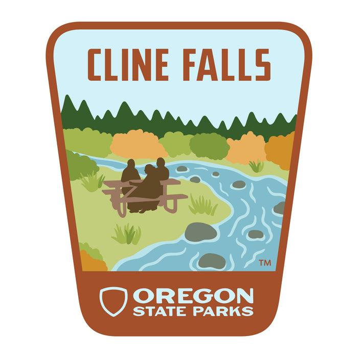 Cline Falls, 3.25” Weatherproof Sticker | Patchmarks Oregon State Parks