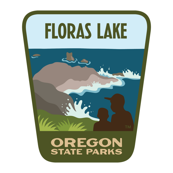 Floras Lake, 3.25” Weatherproof Sticker | Patchmarks Oregon State Parks