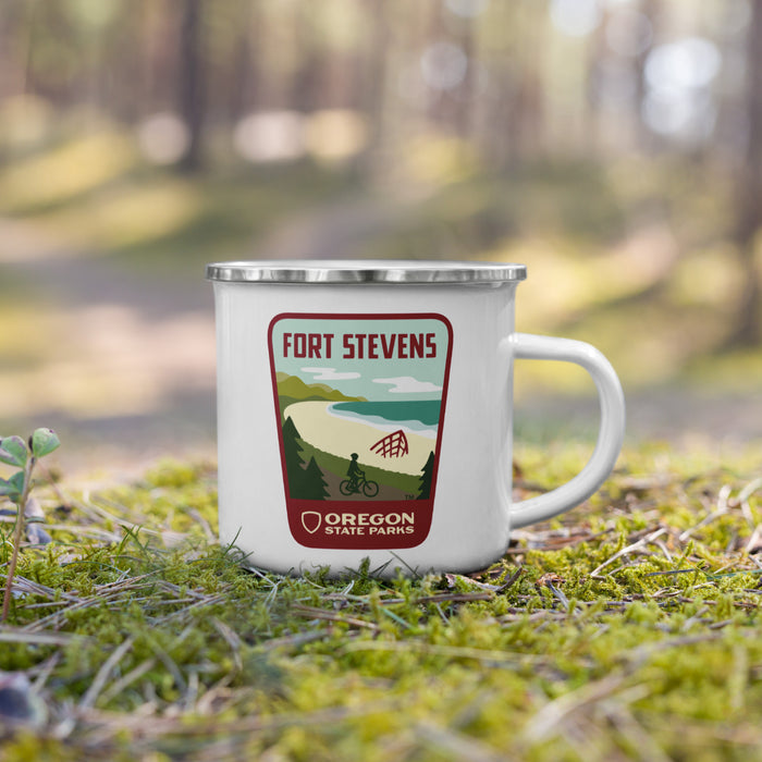 Fort Stevens Enamel Mug, 12oz | Patchmarks Oregon State Parks