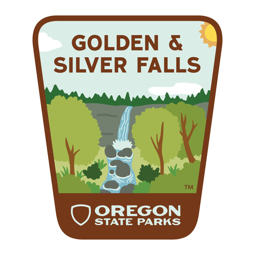 Golden & Silver Falls, 3.25” Weatherproof Sticker | Patchmarks Oregon State Parks