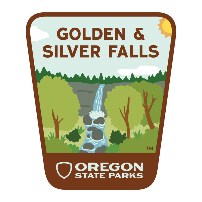 Golden & Silver Falls, 3.25” Weatherproof Sticker | Patchmarks Oregon State Parks