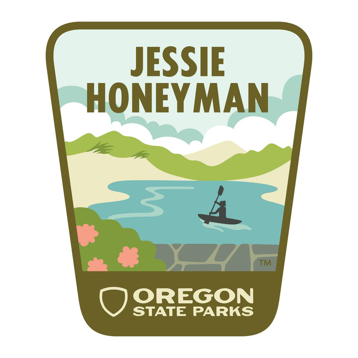 Jessie Honeyman, 3.25” Weatherproof Sticker | Patchmarks Oregon State Parks