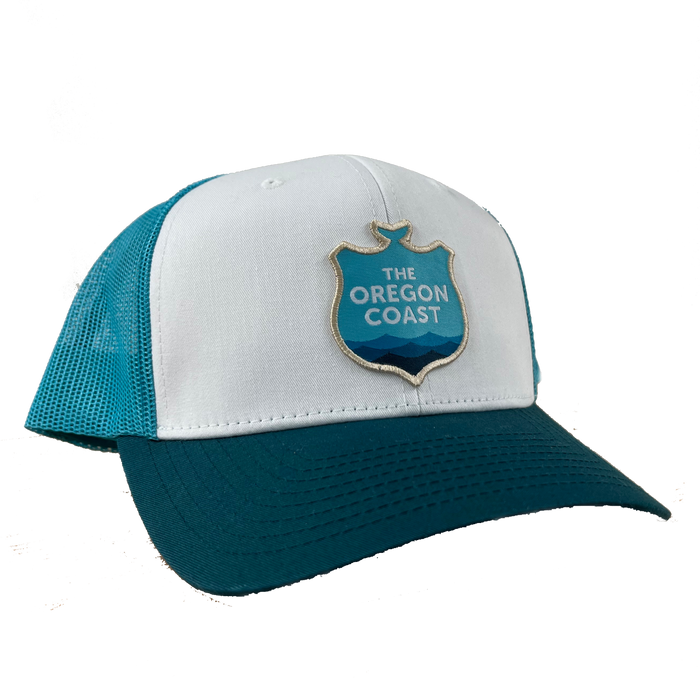 Oregon Coast Logo - Teal Trucker Hat | Patchmarks Oregon State Parks