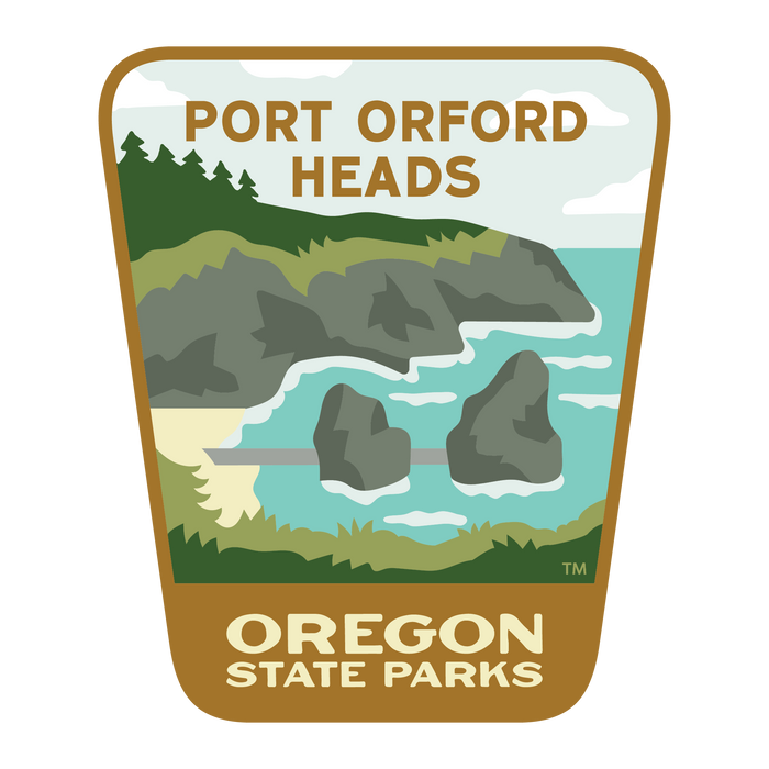 Port Orford Heads, 3.25” Weatherproof Sticker | Patchmarks Oregon State Parks
