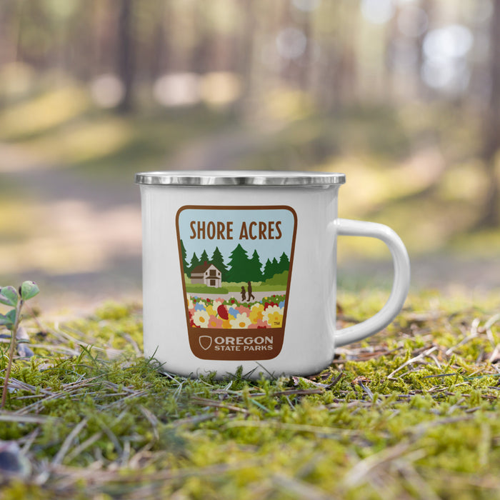 Shore Acres Enamel Mug, 12oz | Patchmarks Oregon State Parks