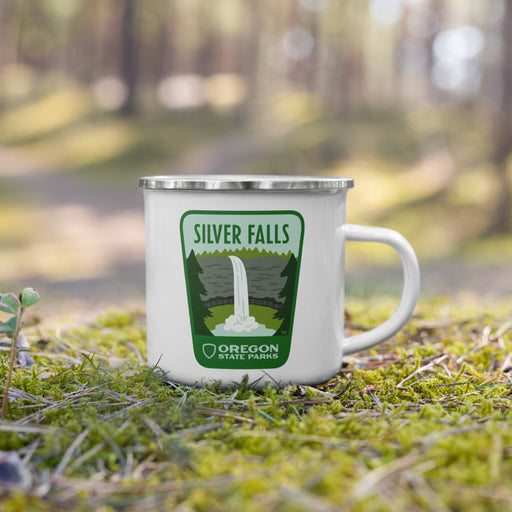 Silver Falls Enamel Mug, 12oz | Patchmarks Oregon State Parks