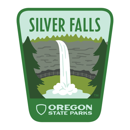 Silver Falls, 3.25” Weatherproof Sticker | Patchmarks Oregon State Parks