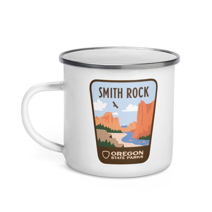 Smith Rock Enamel Mug, 12oz | Patchmarks Oregon State Parks