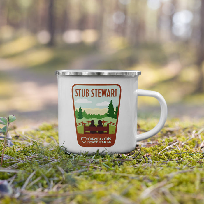 Stub Stewart Enamel Mug, 12oz | Patchmarks Oregon State Parks