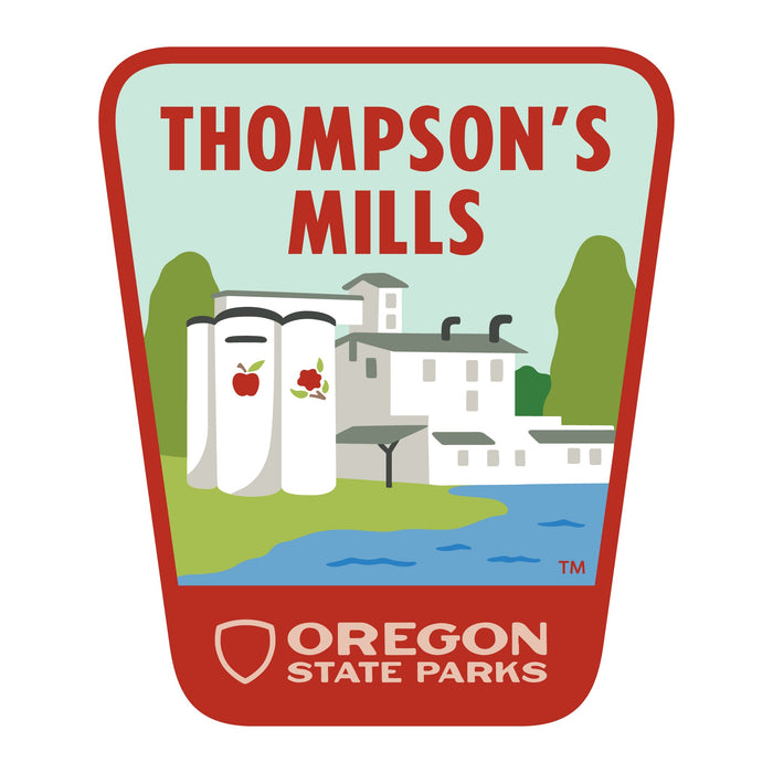 Thompson's Mills, 3.25” Weatherproof Sticker | Patchmarks Oregon State Parks