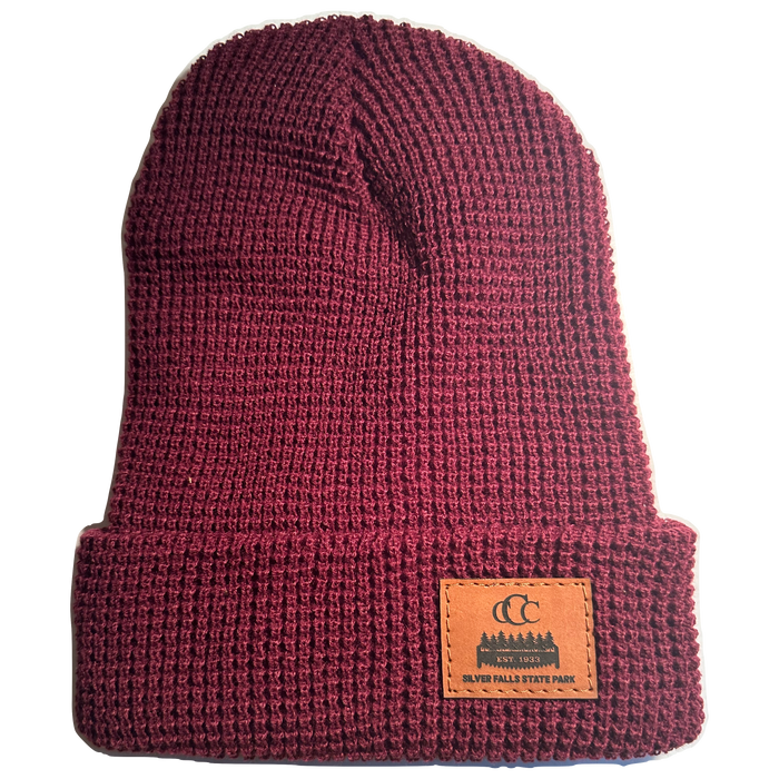 CCC - Burgundy Waffle Beanie | Patchmarks Oregon State Parks