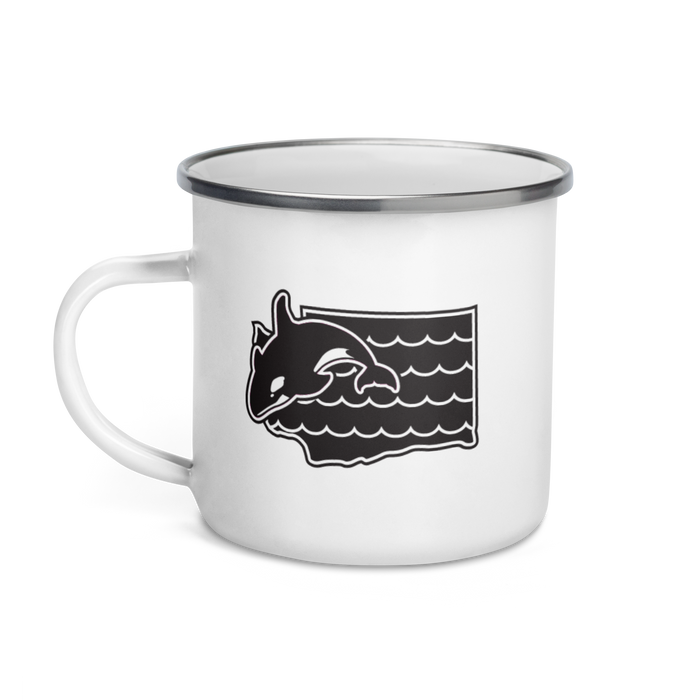 Washington Elements Orca, Enamel Mug, 12oz | Patchmarks Oregon State Parks