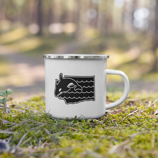 Washington Elements Orca, Enamel Mug, 12oz | Patchmarks Oregon State Parks