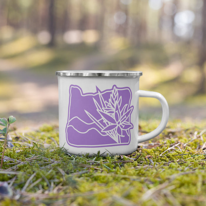 Oregon Elements Camas Lily, Enamel Mug, 12oz | Patchmarks Oregon State Parks