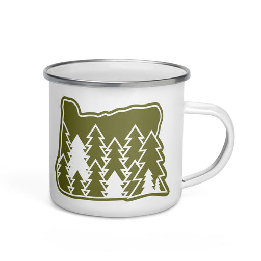 Oregon Elements Evergreen, Enamel Mug, 12oz | Patchmarks Oregon State Parks