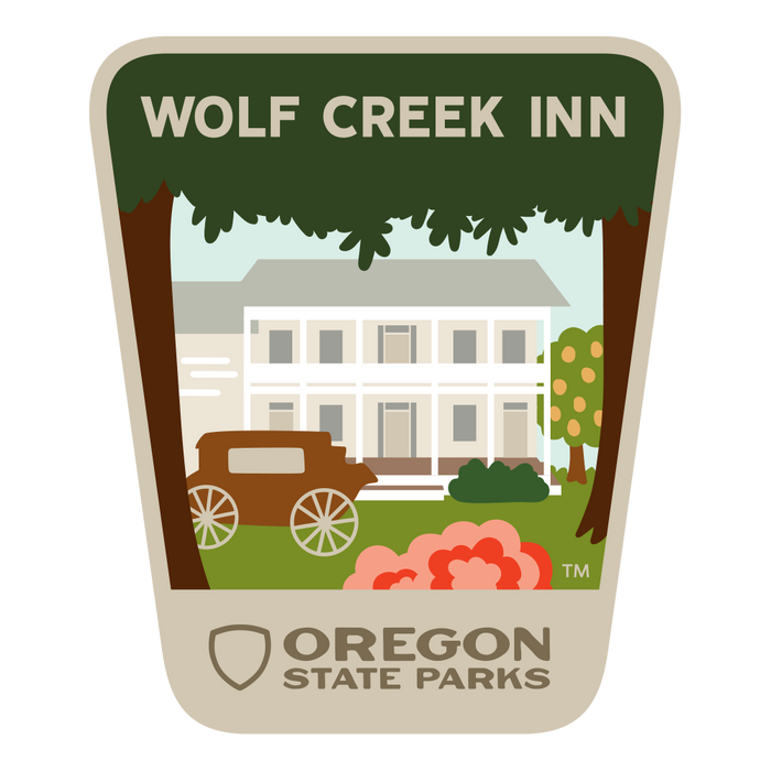 Wolf Creek Inn, 3.25” Weatherproof Sticker | Patchmarks Oregon State Parks