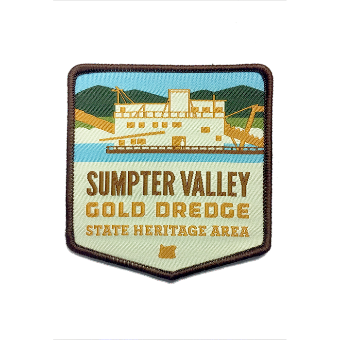 Sumpter Valley Gold Dredge State Heritage Area Iron-on 3" Patch | Patchmarks Oregon State Parks