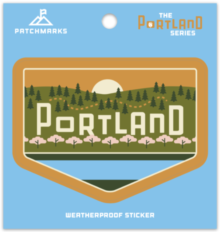 Portland Skyline "West" Weatherproof Vinyl Sticker | Patchmarks Oregon State Parks